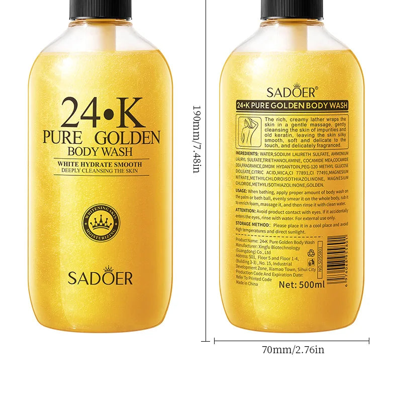 Gel de Duș 24K Gold – Curățare Profundă, Hidratare Intensă, Aromă de Lungă Durată – 500 ml