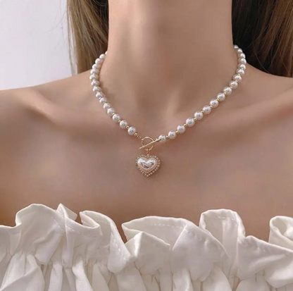 Colier Perle cu Inimă, 45cm