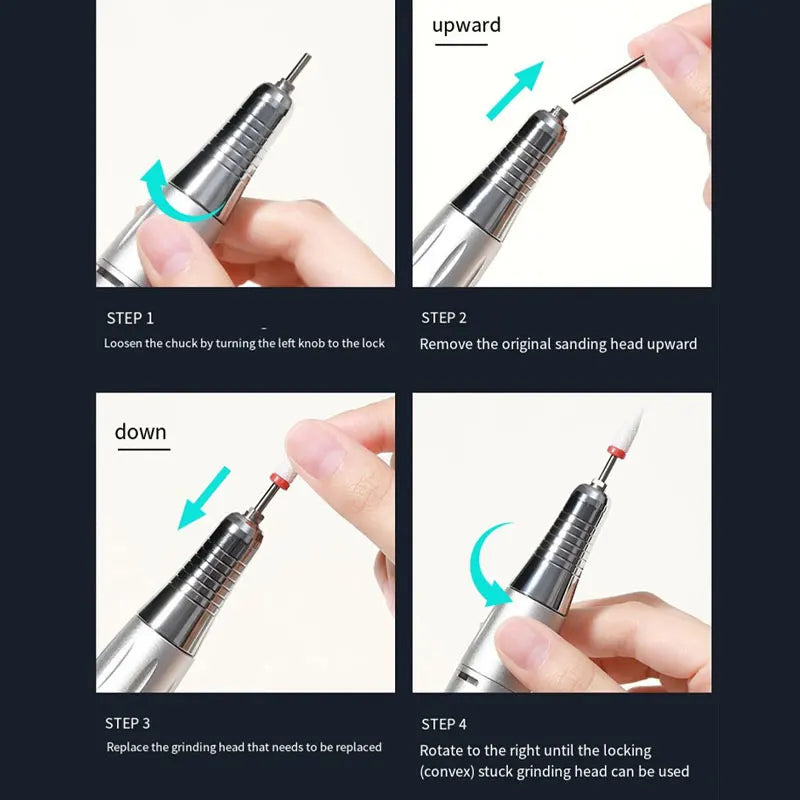 Freza Electrică Profesională 35.000 RPM – Portabilă, Reîncărcabilă, pentru Manichiură și Pedichiură | Set Complet pentru Salons & Home