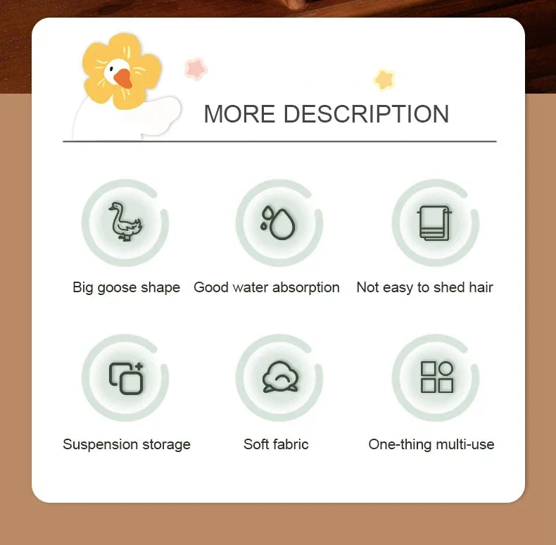 Prosop de Mână în Formă de Gâscă – Super Absorbant, Moale, Uscare Rapidă, Ideal pentru Bucătărie și Baie