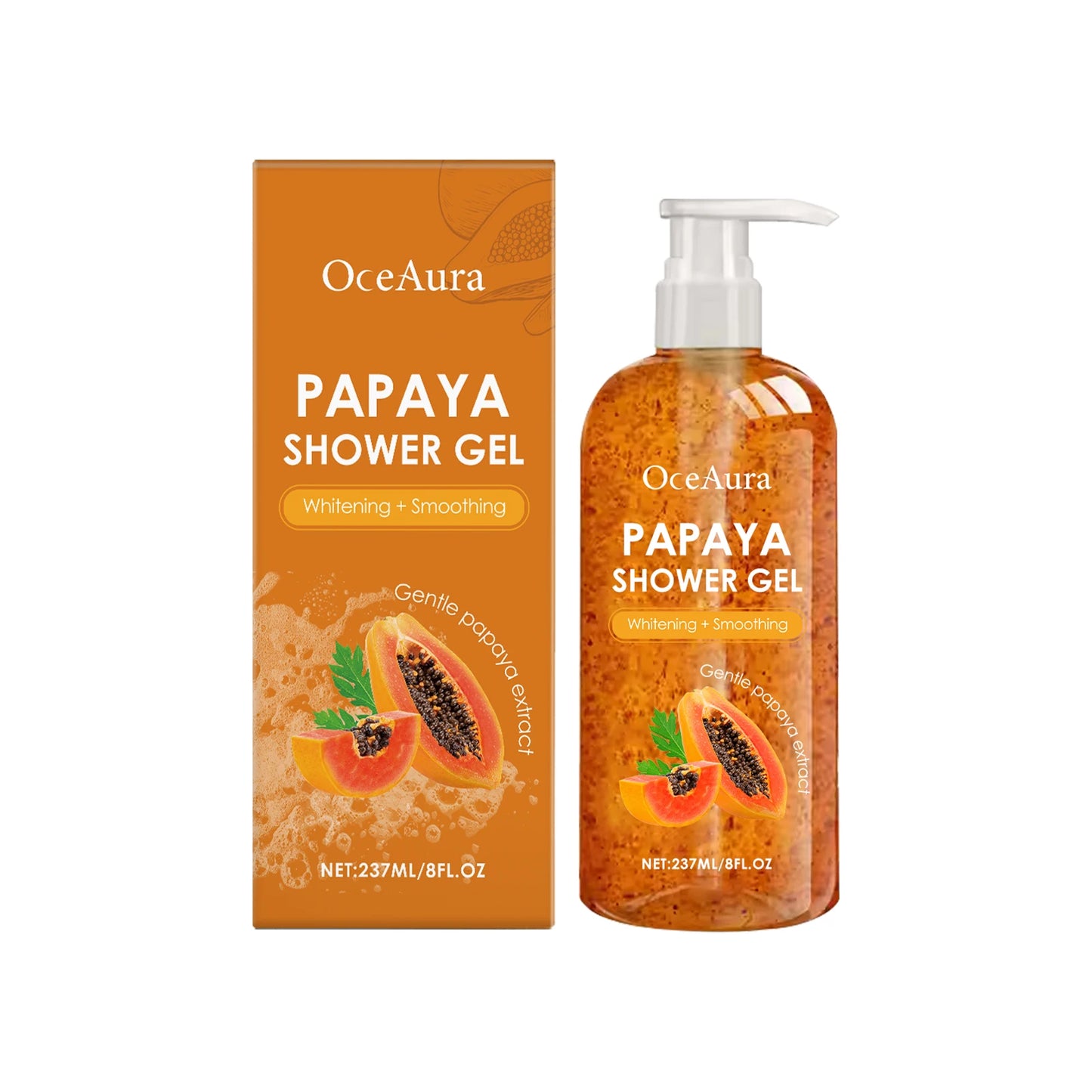Gel de Duș Hidratant cu Papaya – Curățare Delicată, Iluminare Ten, Hidratare Profundă, Înmuiere Keratină, Piele Catifelată și Parfum Plăcut
