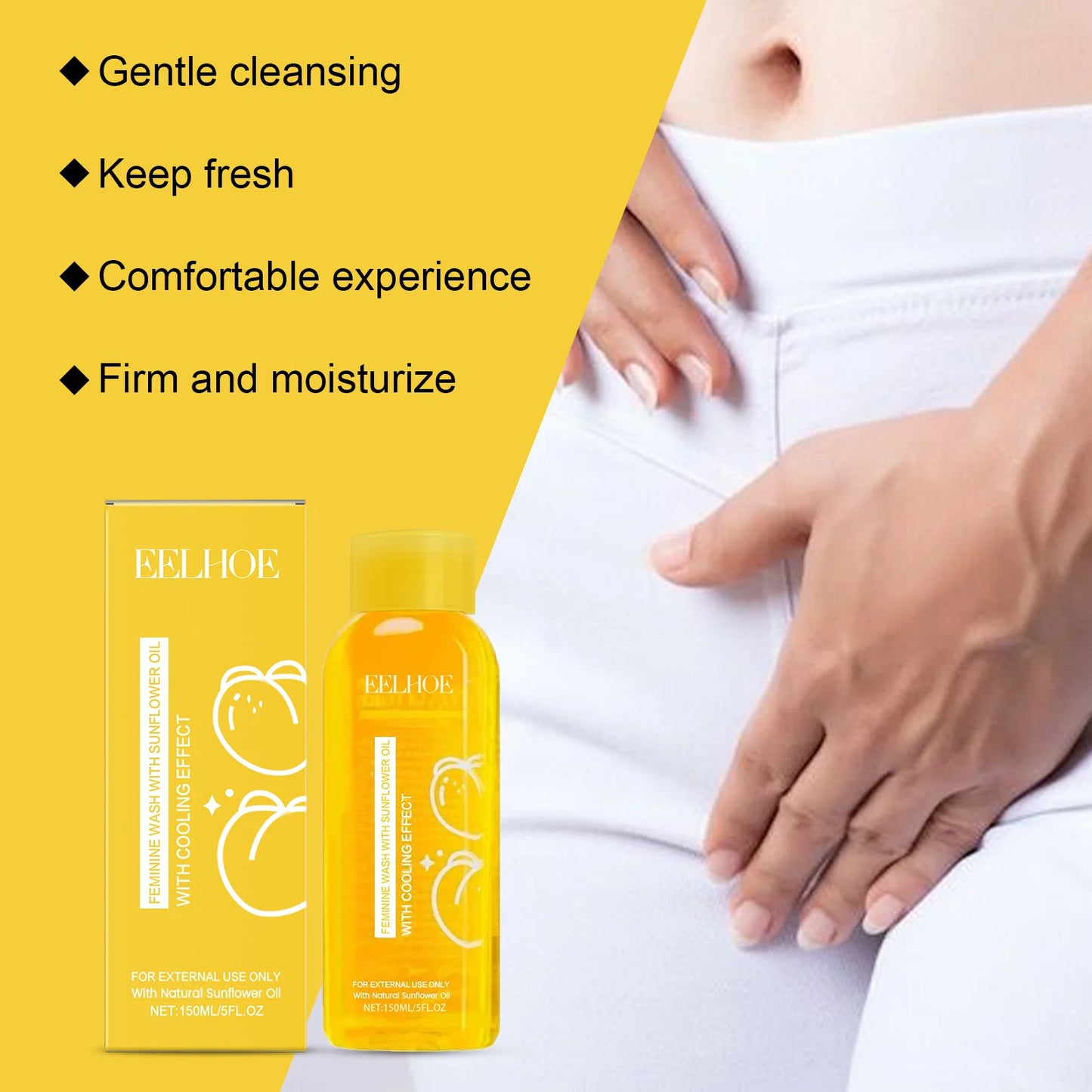 Gel de Duș pentru Zona Intimă cu Ulei Natural de Floarea-Soarelui – Curățare Delicată, Reîmprospătare, Anti-Mâncărime, Parfum de Lungă Durată