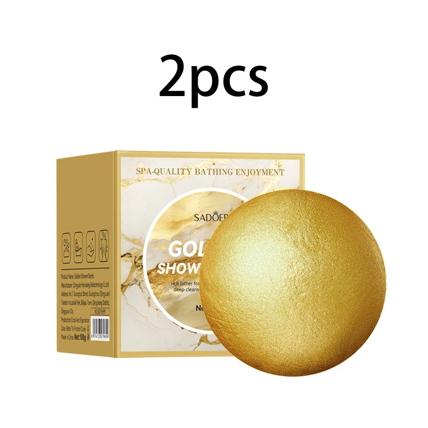 Bilă de Baie Efervescentă cu Sare de Mare – Gold Bath Salt Ball 100g, Curățare Profundă & Relaxare