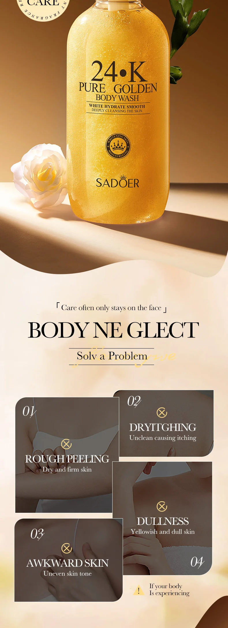 Gel de Duș 24K Gold – Curățare Profundă, Hidratare Intensă, Aromă de Lungă Durată – 500 ml