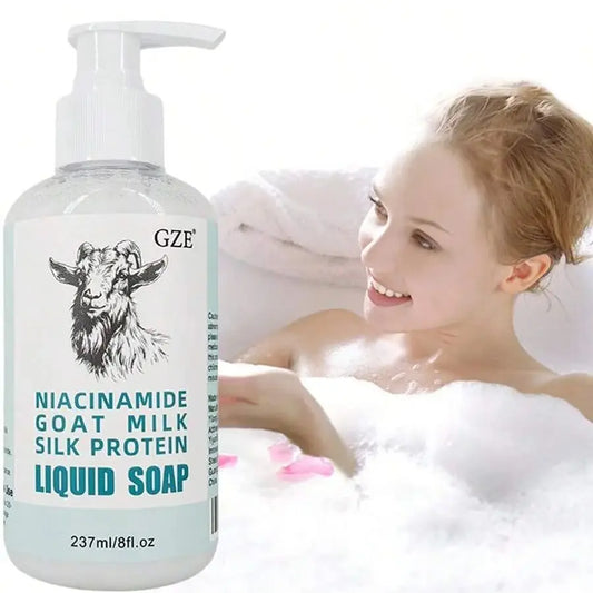 Gel de Duș cu Lapte de Capră, Niacinamidă și Proteine de Mătase – Curățare Delicată, pH Echilibrat, Hidratare Intensă