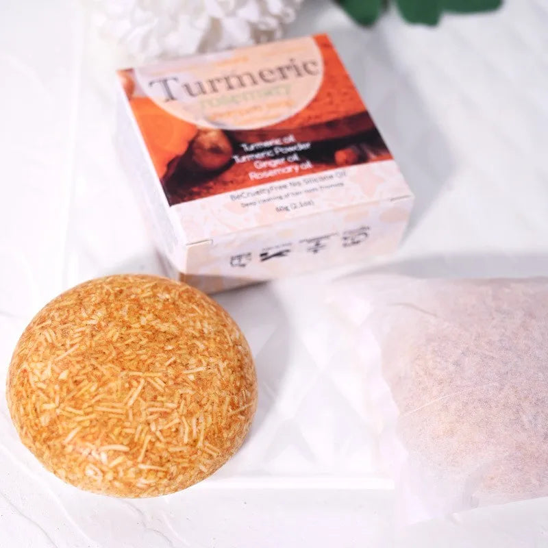 Șampon Solid cu Turmeric 60g – Curățare Profundă, Anti-mătreață, Netezire și Hidratare, Ingrediente Naturale