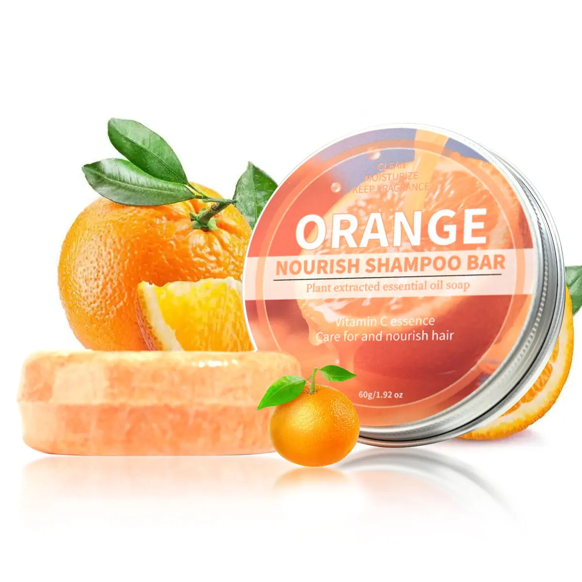 Șampon Solid cu Portocală – Curățare Profundă, Control Sebum, Revitalizare Păr, 60g