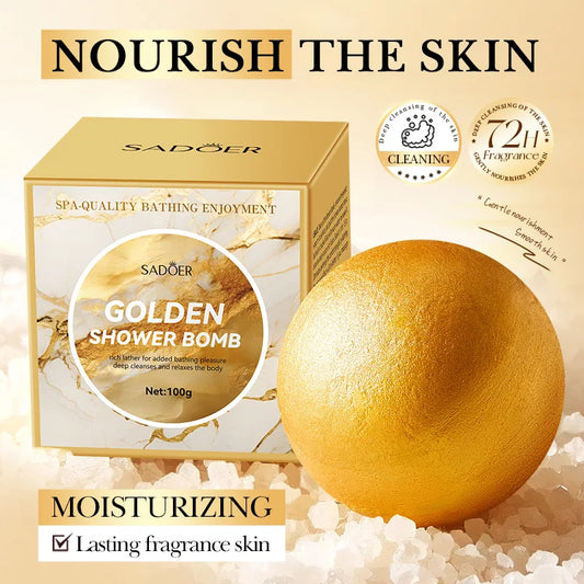 Bilă de Baie Efervescentă cu Sare de Mare – Gold Bath Salt Ball 100g, Curățare Profundă & Relaxare
