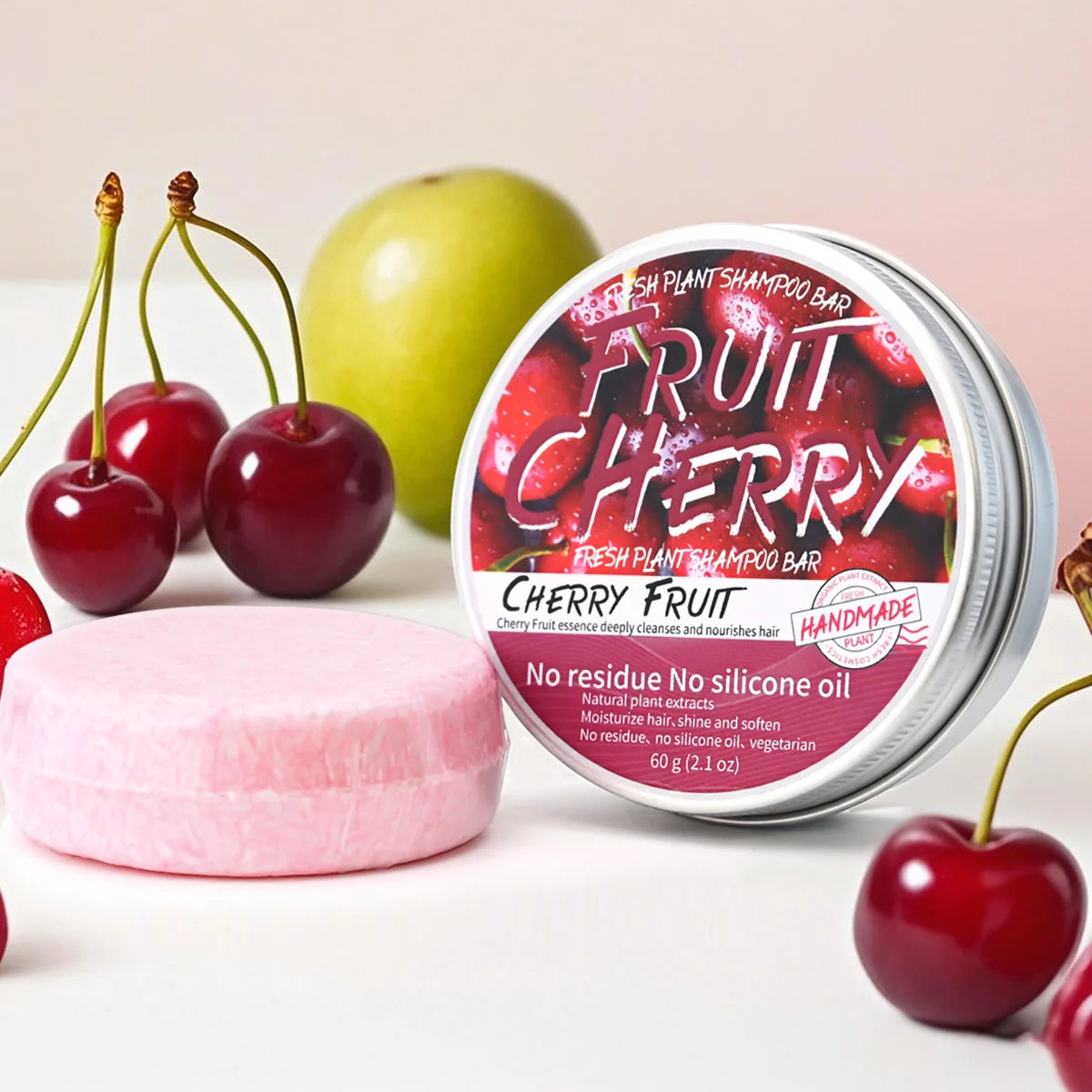 Șampon Solid cu Cireșe – Anti-Cădere, Hrănire Intensă, Curățare Delicată, Organics, 60g