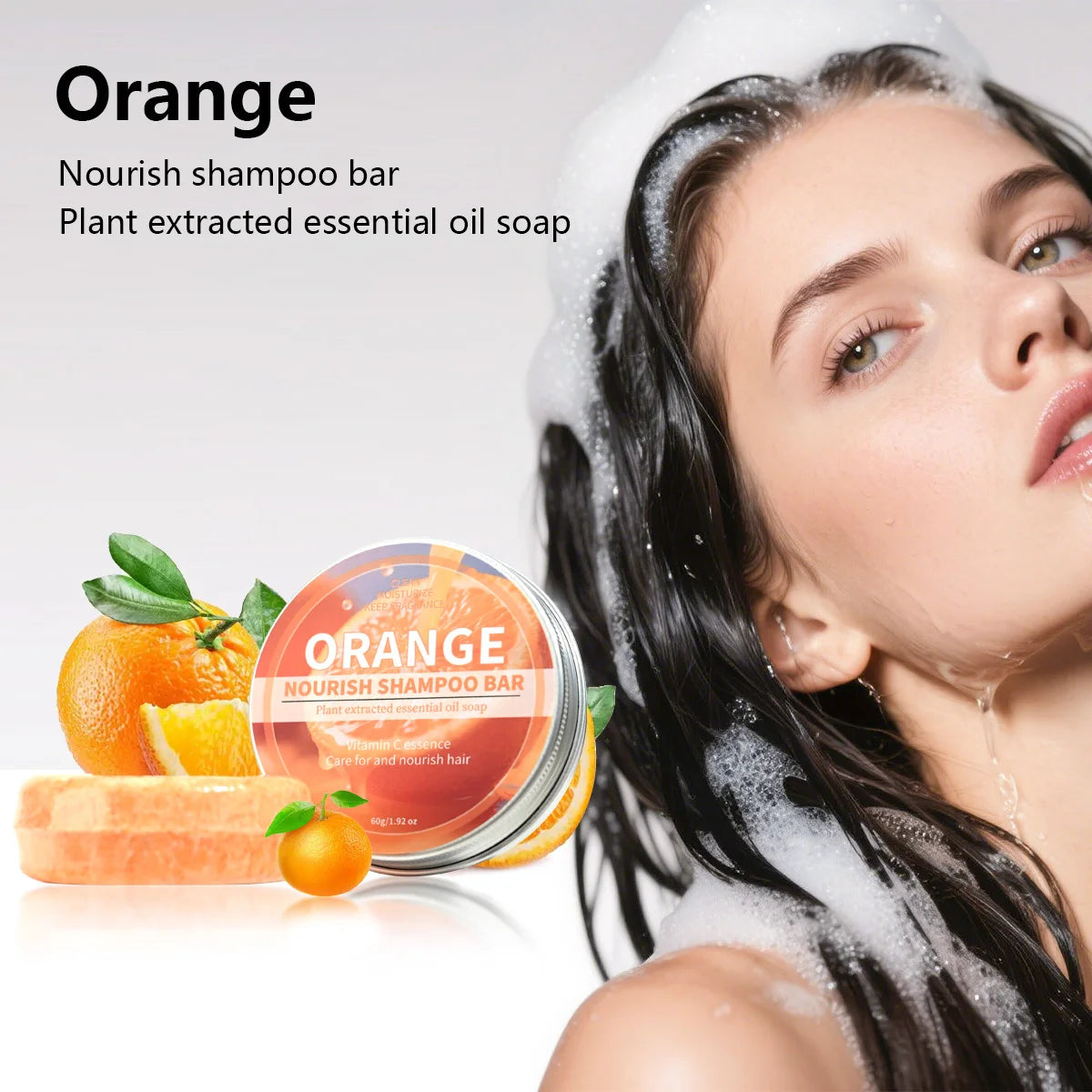 Șampon Solid cu Portocală – Curățare Profundă, Control Sebum, Revitalizare Păr, 60g