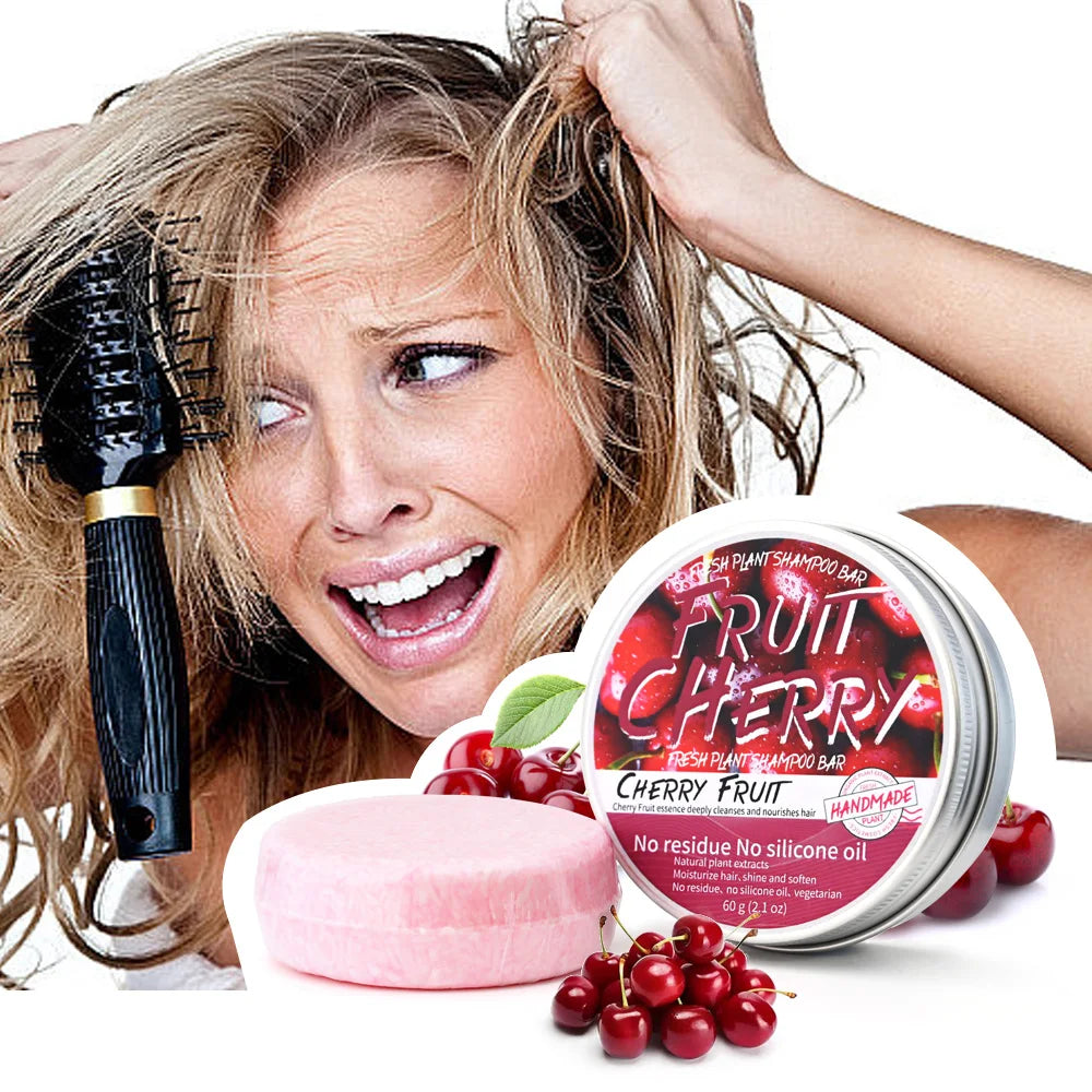 Șampon Solid cu Cireșe – Anti-Cădere, Hrănire Intensă, Curățare Delicată, Organics, 60g