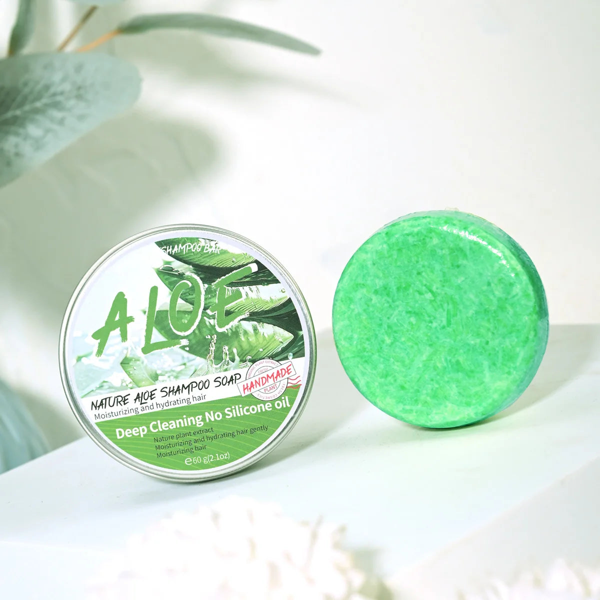 Șampon Solid Organic cu Aloe Vera – Anti-Cădere, Reparare Păr, Hidratare Intensă, Curățare Delicată – 55g