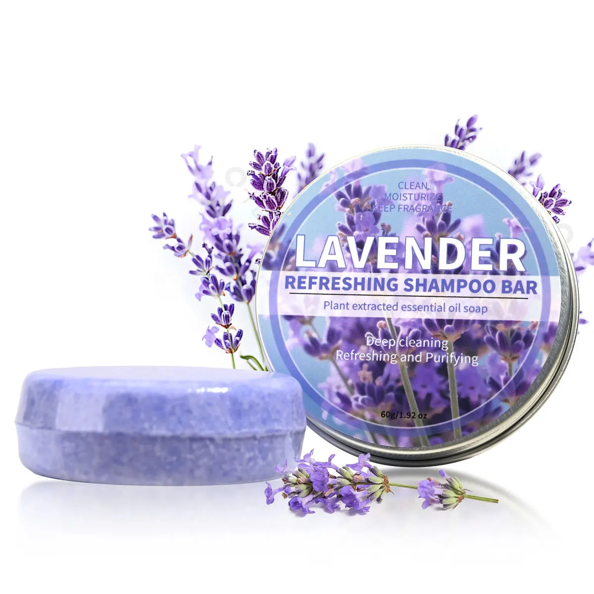 Șampon Solid cu Ulei Esențial de Lavandă – 60g, Organic, Vegan, Curățare Delicată și Revigorantă, Anti-Mătreață, Hidratant pentru Toate Tipurile de Păr