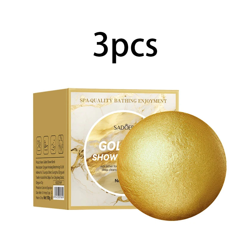 Bilă de Baie Efervescentă cu Sare de Mare – Gold Bath Salt Ball 100g, Curățare Profundă & Relaxare