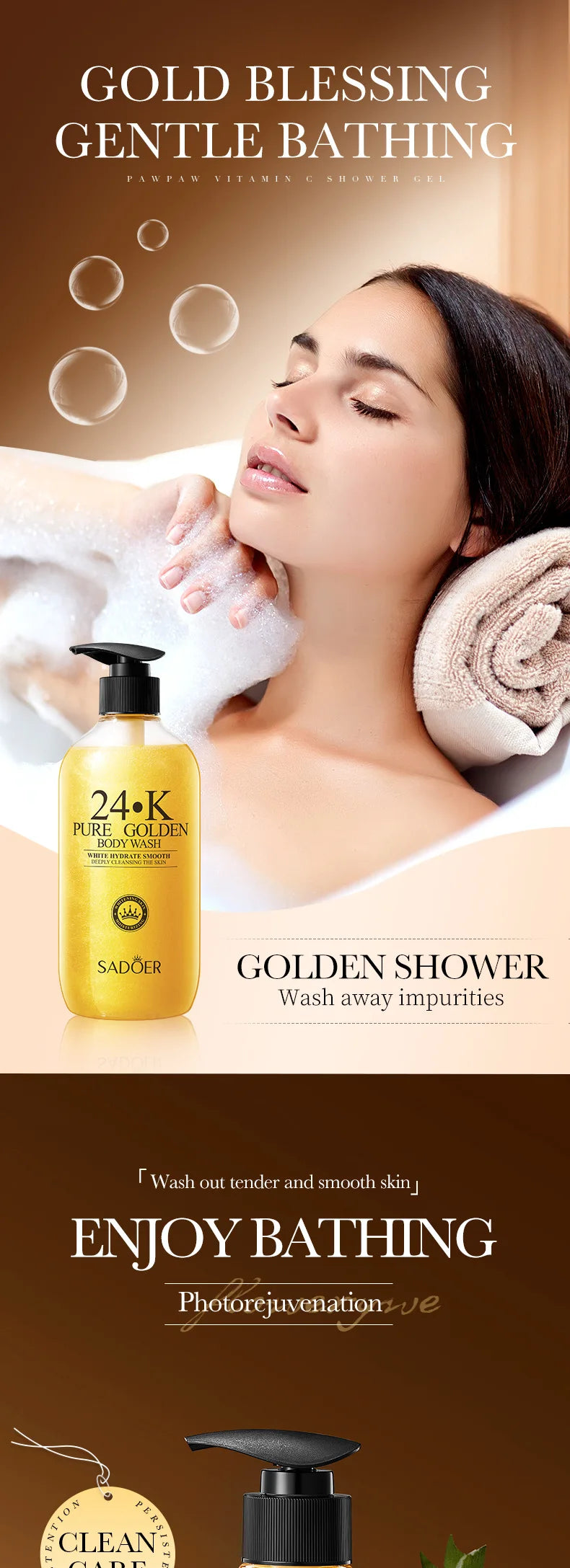 Gel de Duș 24K Gold – Curățare Profundă, Hidratare Intensă, Aromă de Lungă Durată – 500 ml