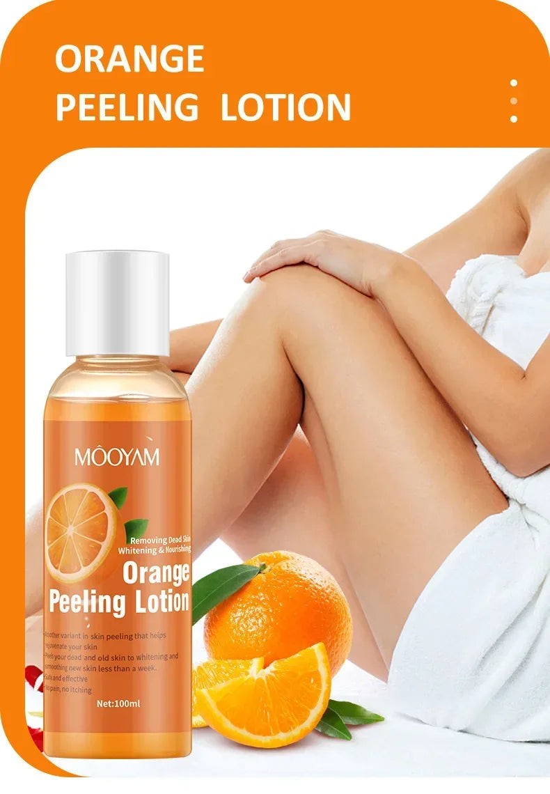 Loțiune Exfoliantă cu Portocală – Peeling pentru Corp, Îndepărtarea Celulelor Moarte, Hidratare și Catifelare