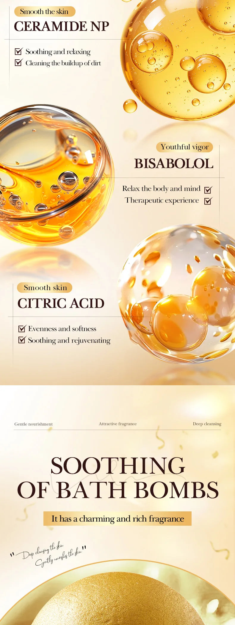 Bilă de Baie Efervescentă cu Sare de Mare – Gold Bath Salt Ball 100g, Curățare Profundă & Relaxare