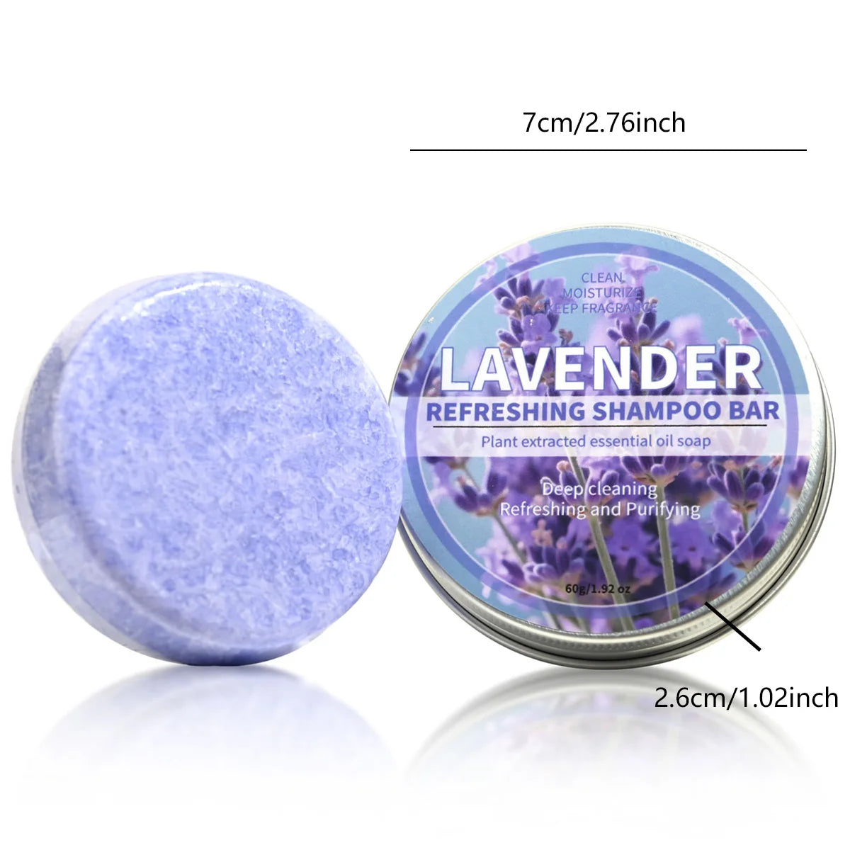 Șampon Solid cu Ulei Esențial de Lavandă – 60g, Organic, Vegan, Curățare Delicată și Revigorantă, Anti-Mătreață, Hidratant pentru Toate Tipurile de Păr