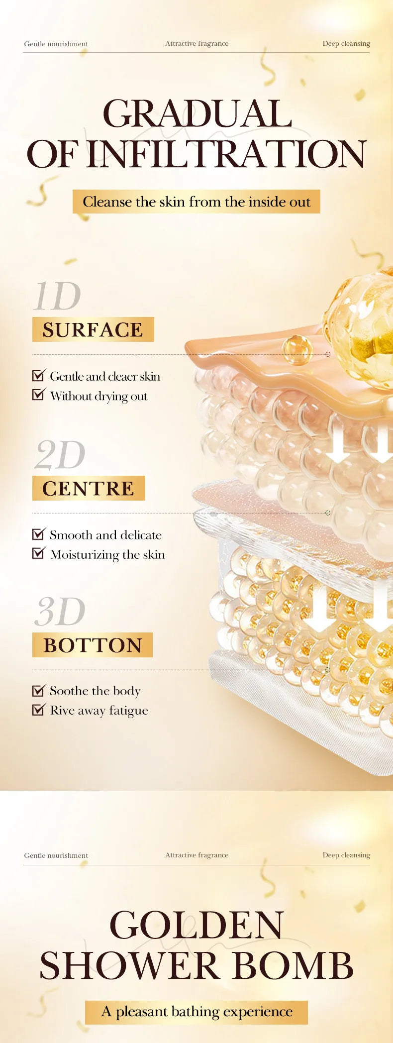 Bilă de Baie Efervescentă cu Sare de Mare – Gold Bath Salt Ball 100g, Curățare Profundă & Relaxare