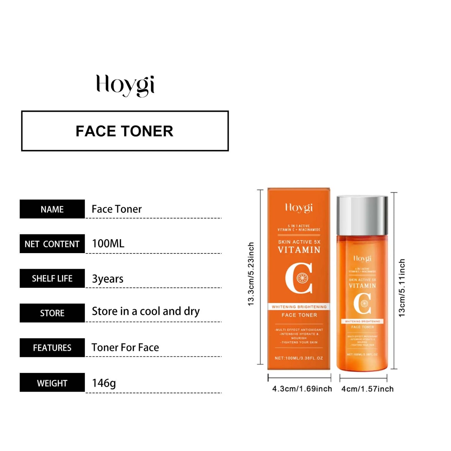 Toner cu Vitamina C și Niacinamide pentru față – Hidratare, Luminozare și Netezire 100 ml