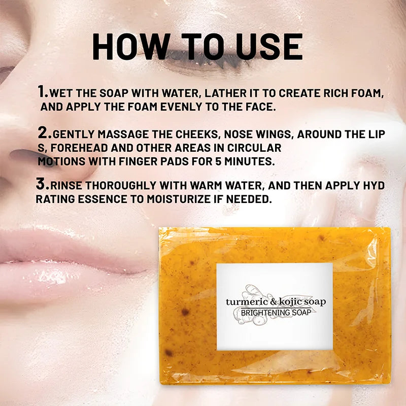 Săpun cu Turmeric & Acid Kojic 100g – Albire Pete, Hidratare Intensă & Control Sebum