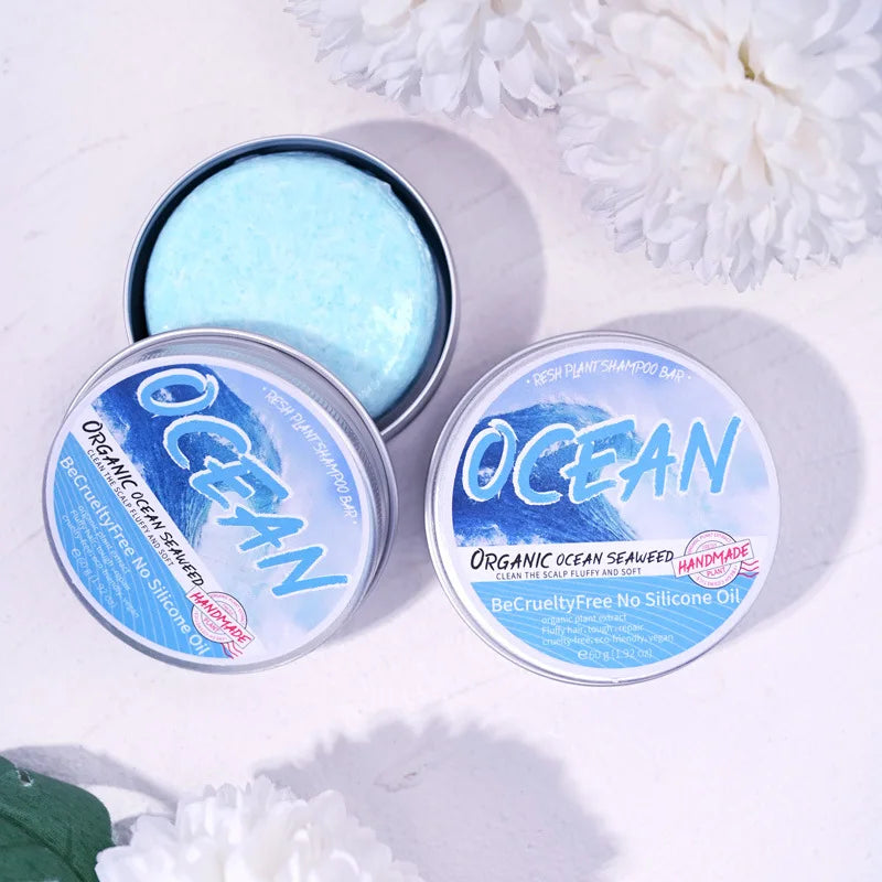Șampon Solid Ocean – Curățare Profundă, Îndepărtare Sebum, Eliminare Mătreață, Sare de Mare, Formulă pe Bază de Plante, Revigorant & Purifiant