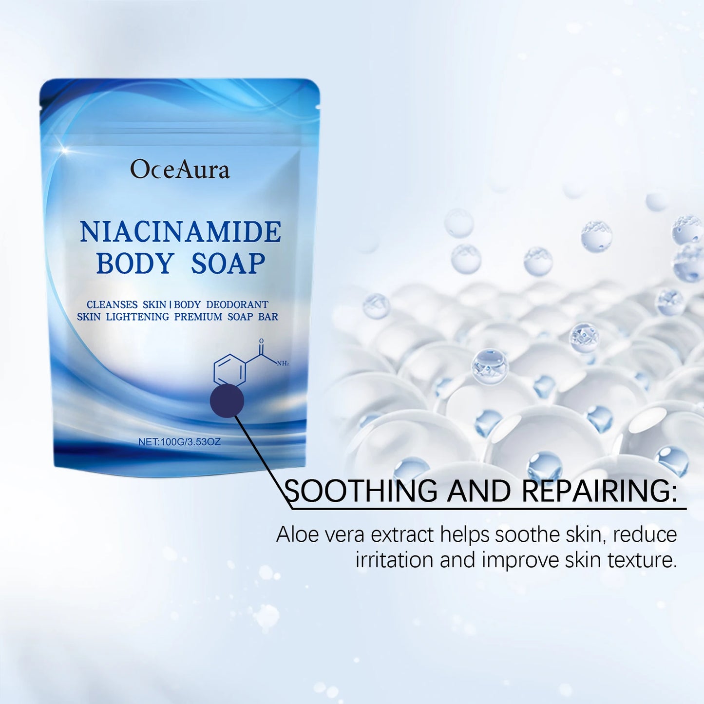 Săpun cu Niacinamide pentru Luminozarea Pielii – Curățare Profundă, Albire Axile/Genunchi, Îndepărtare Chicken Skin, Hidratare și Parfum Plăcut