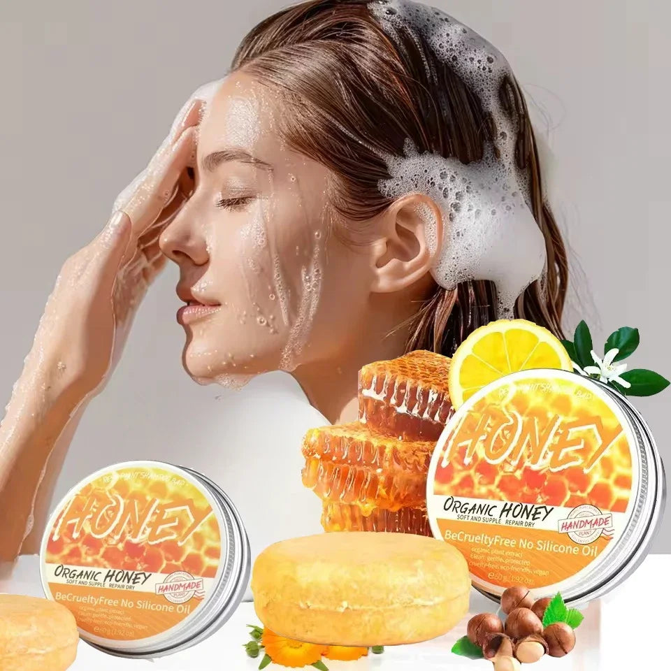 Șampon Solid cu Miere– Curățare Profundă, Întărire, Hidratare și Revitalizare Păr, 60g