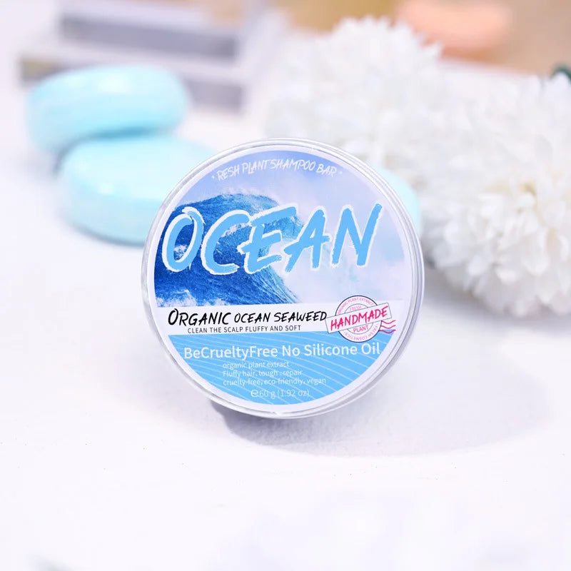 Șampon Solid Ocean – Curățare Profundă, Îndepărtare Sebum, Eliminare Mătreață, Sare de Mare, Formulă pe Bază de Plante, Revigorant & Purifiant
