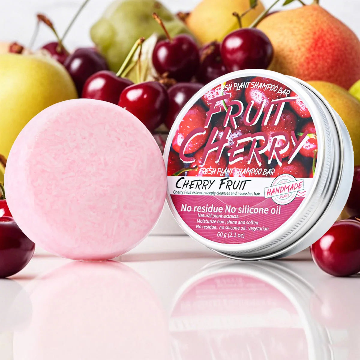 Șampon Solid cu Cireșe – Anti-Cădere, Hrănire Intensă, Curățare Delicată, Organics, 60g