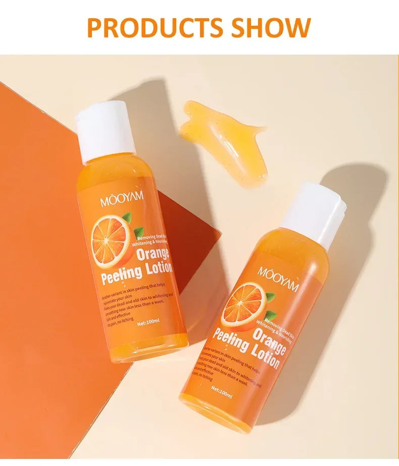 Loțiune Exfoliantă cu Portocală – Peeling pentru Corp, Îndepărtarea Celulelor Moarte, Hidratare și Catifelare