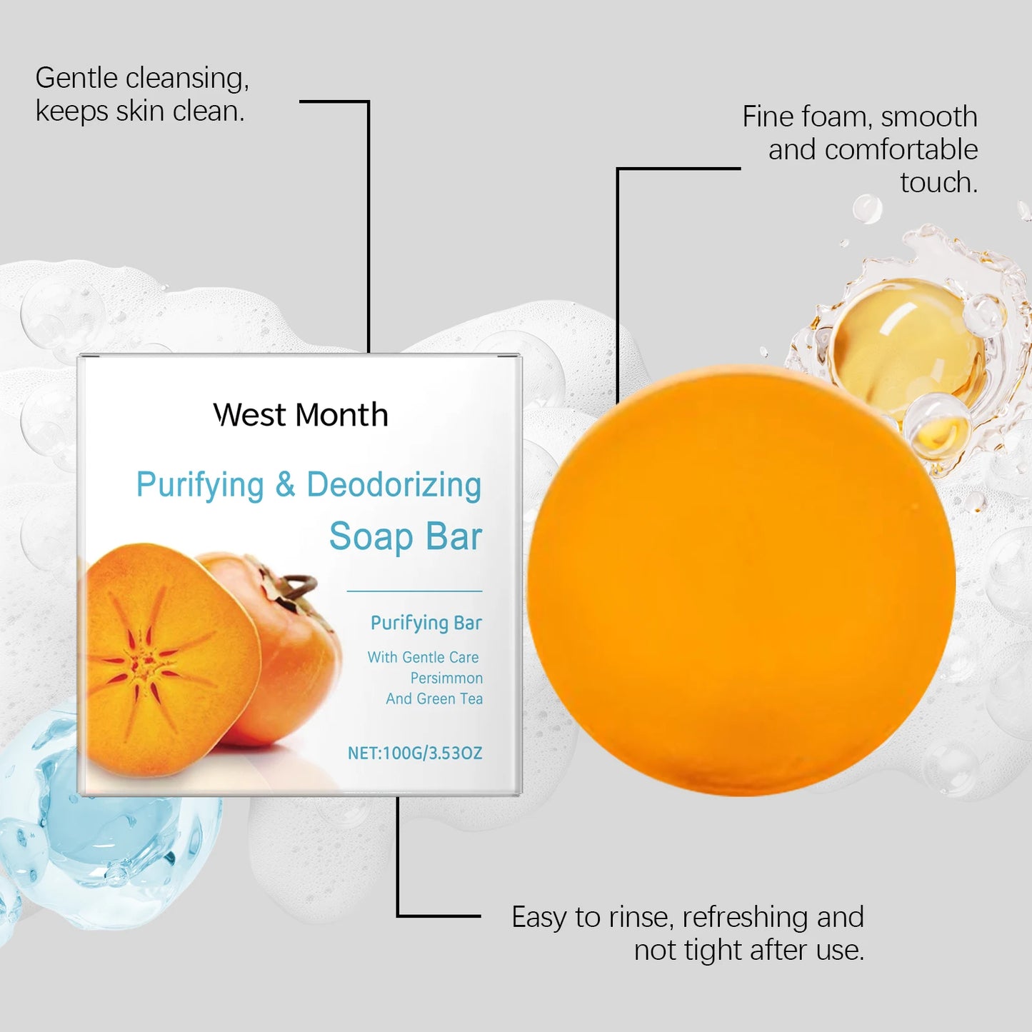 Săpun de Curățare cu Persimmon – Hidratare Zilnică, Curățare Delicată & Miros Proaspăt – Pentru Corp și Mâini