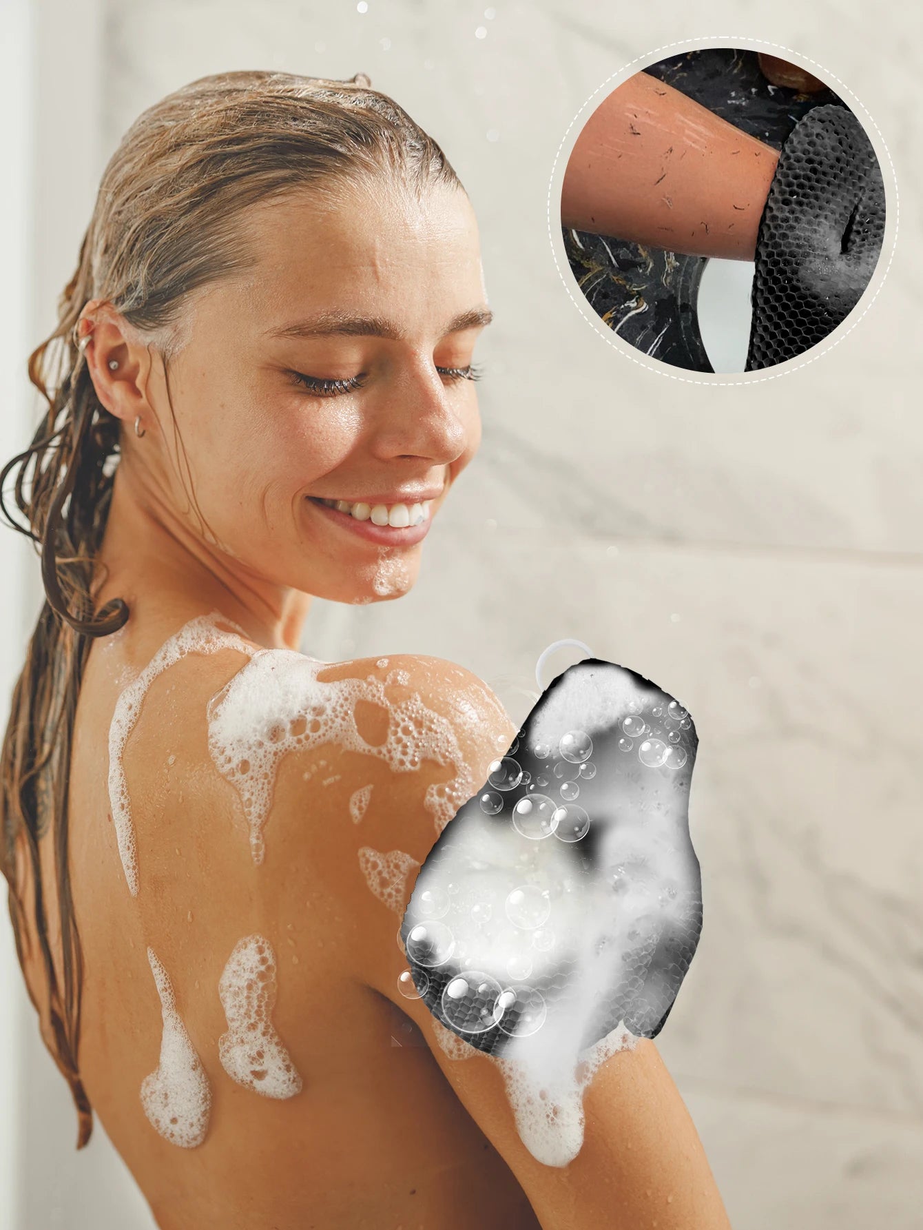 Mănușă Exfoliantă Honeycomb – Curățare Profundă, Îndepărtarea Celulelor Moarte, Uscare Rapidă, Pentru Baie & Spa