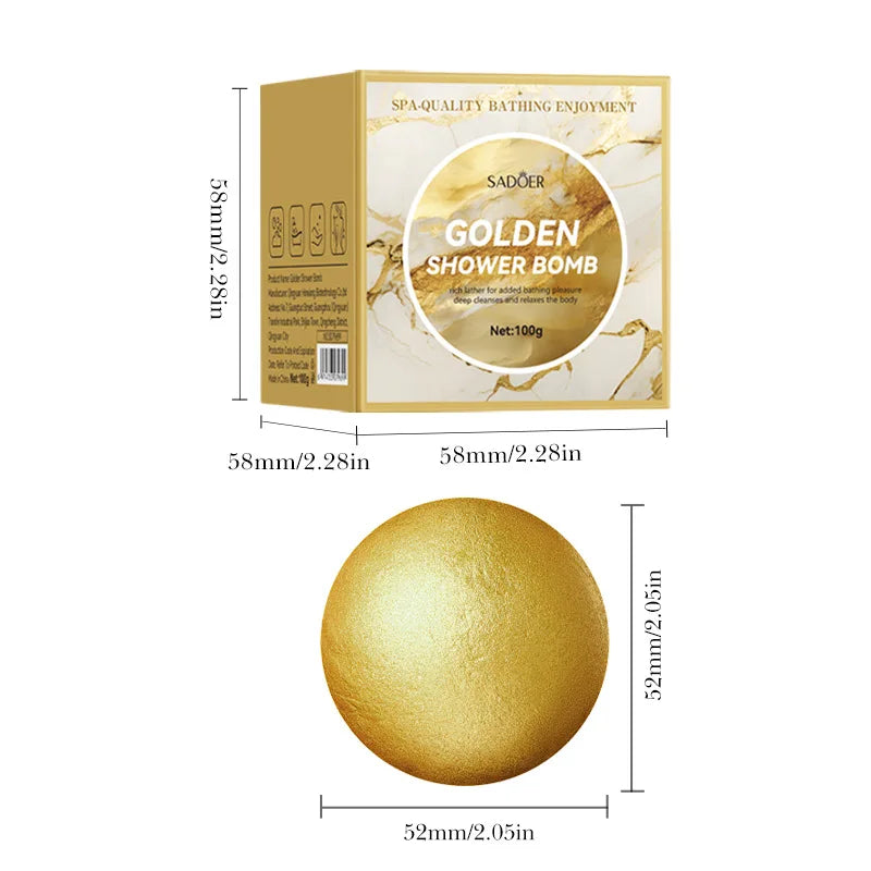 Bilă de Baie Efervescentă cu Sare de Mare – Gold Bath Salt Ball 100g, Curățare Profundă & Relaxare