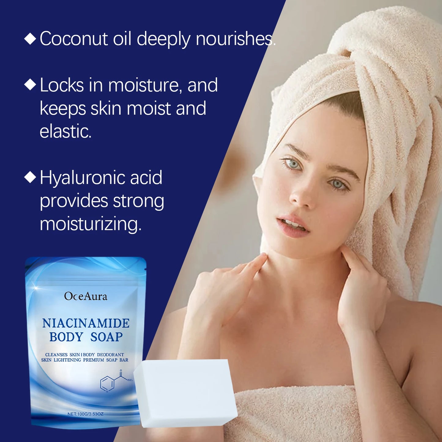 Săpun cu Niacinamide pentru Luminozarea Pielii – Curățare Profundă, Albire Axile/Genunchi, Îndepărtare Chicken Skin, Hidratare și Parfum Plăcut