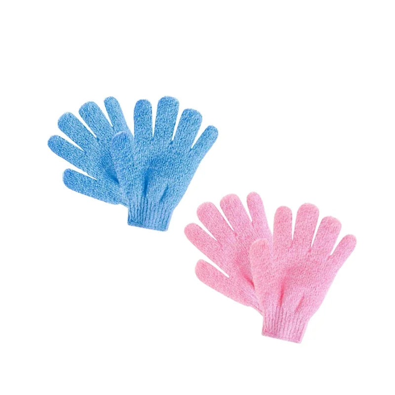 Set 2 Mănuși Exfoliante pentru Duș – 5 Degete, Elastice, Curăță și Îndepărtează Celulele Moarte, Potrivite pentru Corp și Spate