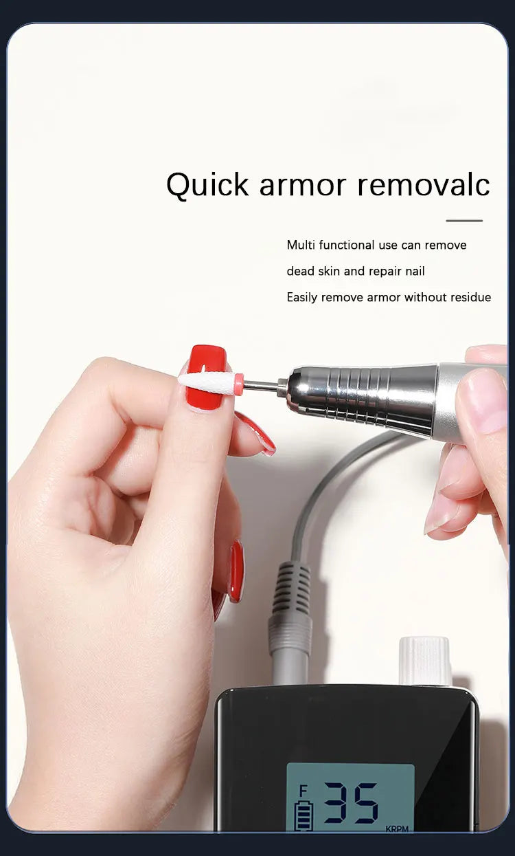 Freza Electrică Profesională 35.000 RPM – Portabilă, Reîncărcabilă, pentru Manichiură și Pedichiură | Set Complet pentru Salons & Home