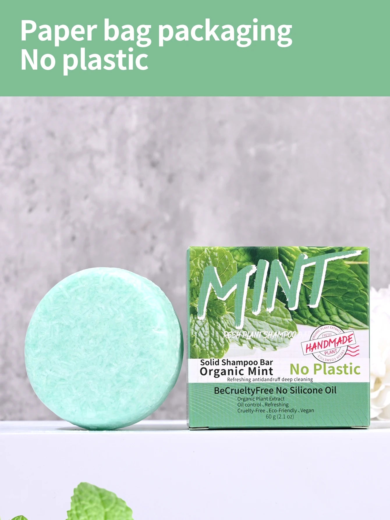 Șampon solid pe bază de mentă, cu efect răcoritor și revitalizant. Curăță scalpul, reduce excesul de sebum și lasă părul fresh și plin de volum.