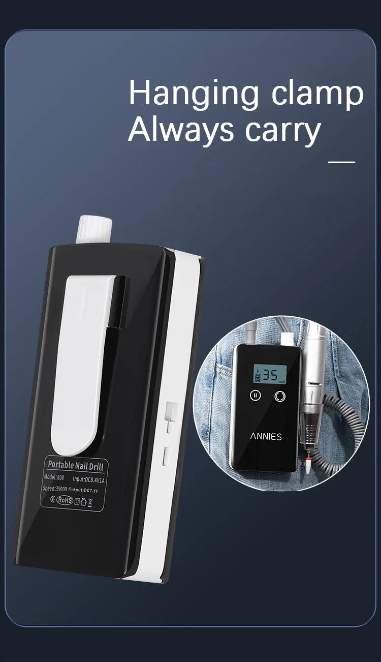 Freza Electrică Profesională 35.000 RPM – Portabilă, Reîncărcabilă, pentru Manichiură și Pedichiură | Set Complet pentru Salons & Home