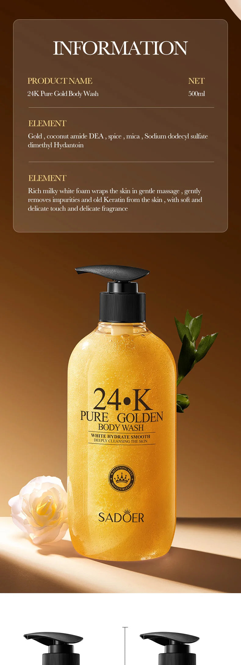 Gel de Duș 24K Gold – Curățare Profundă, Hidratare Intensă, Aromă de Lungă Durată – 500 ml