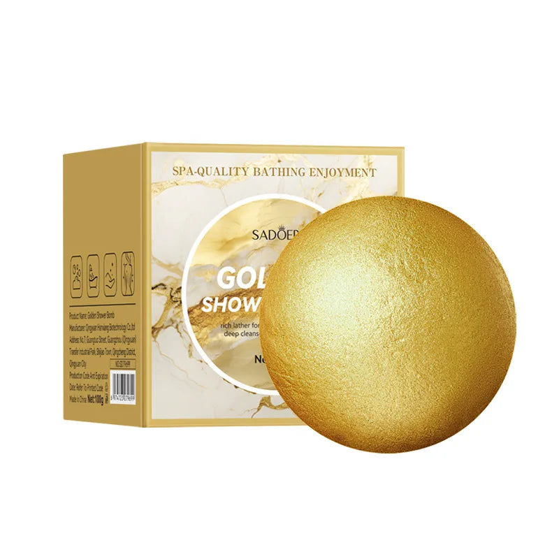 Bilă de Baie Efervescentă cu Sare de Mare – Gold Bath Salt Ball 100g, Curățare Profundă & Relaxare