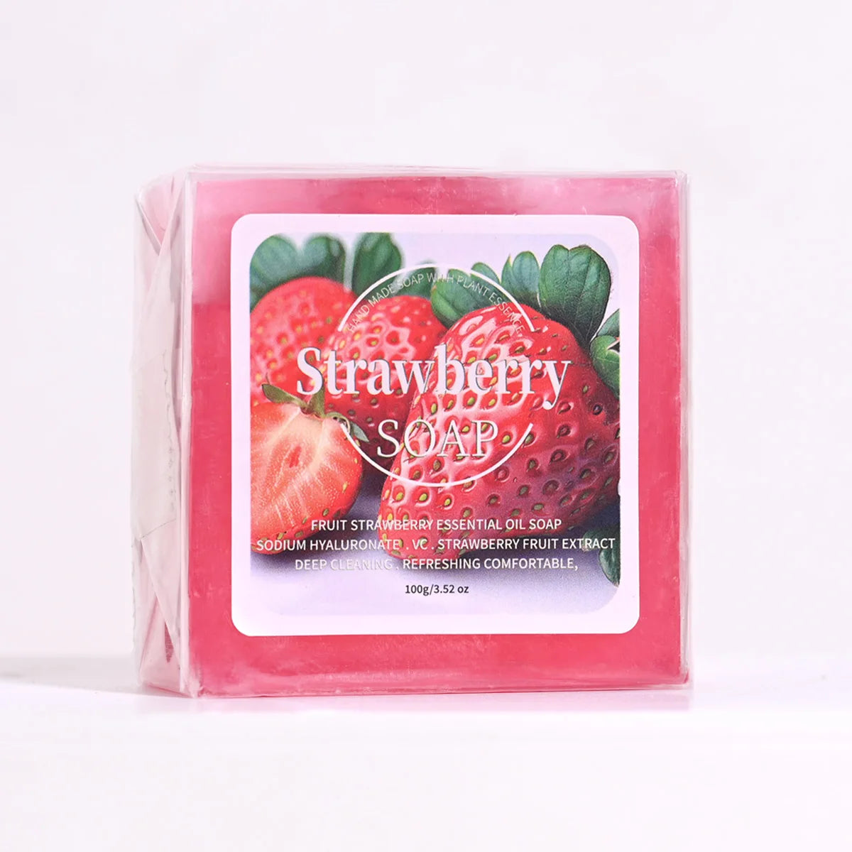 Săpun cu Căpșuni și Uleiuri Esențiale – Curățare Profundă, Hidratant, Handmade, Ideal pentru Corp și Față, Perfect pentru Călătorii