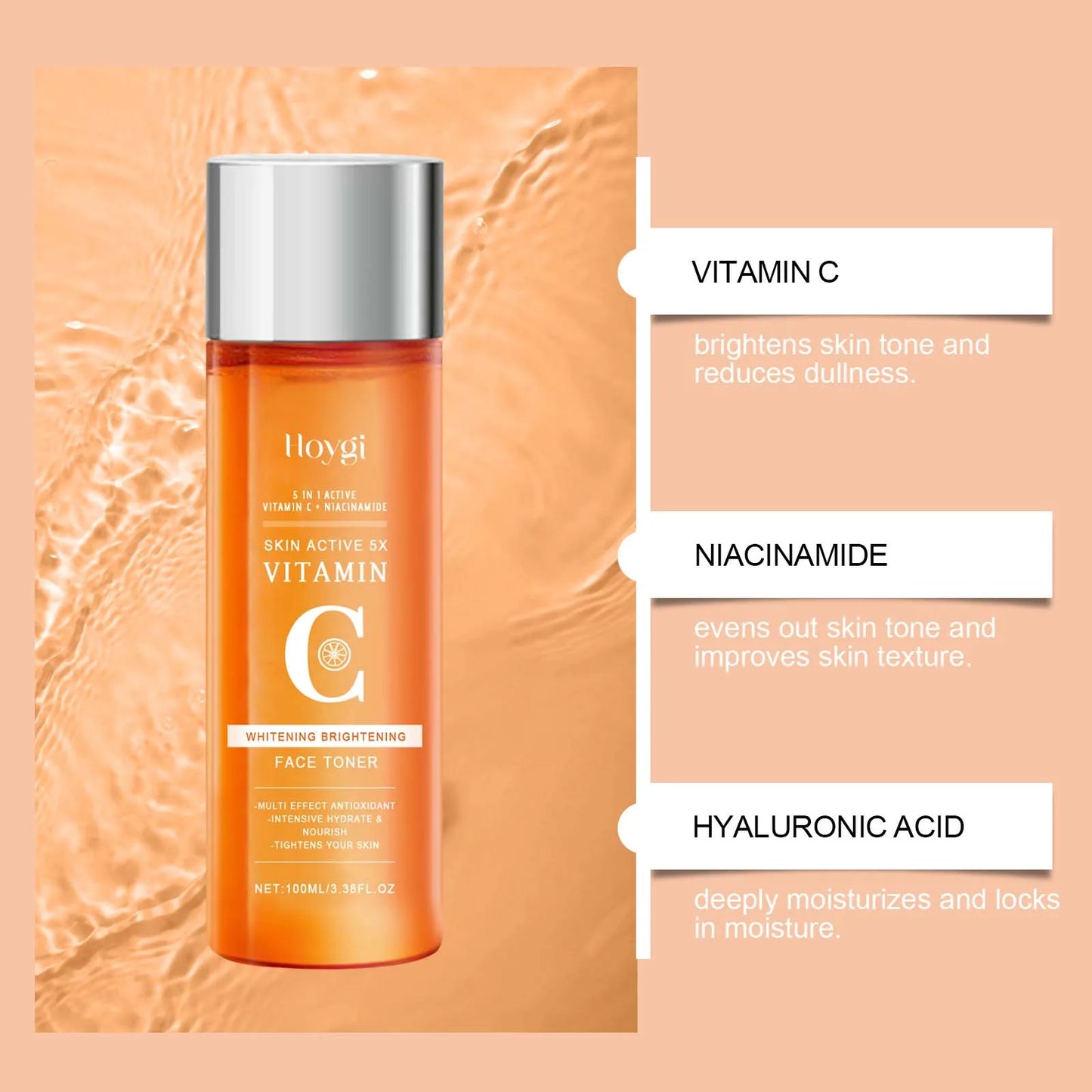 Toner cu Vitamina C și Niacinamide pentru față – Hidratare, Luminozare și Netezire 100 ml