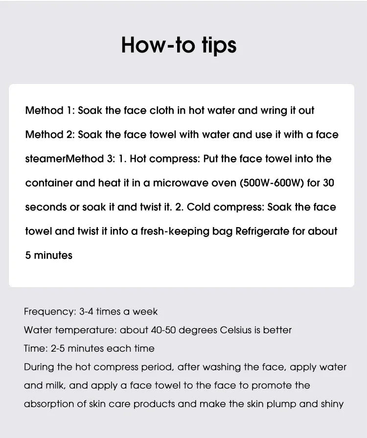 Prosop termic facial pentru compresă caldă – material moale, prietenos cu pielea, ideal pentru relaxare, abur, tratamente faciale și îngrijirea tenului