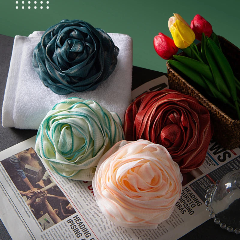 Burete de Duș în Formă de Trandafir – Exfoliere Delicată, Spumă Abundentă, Design Elegant pentru Baie