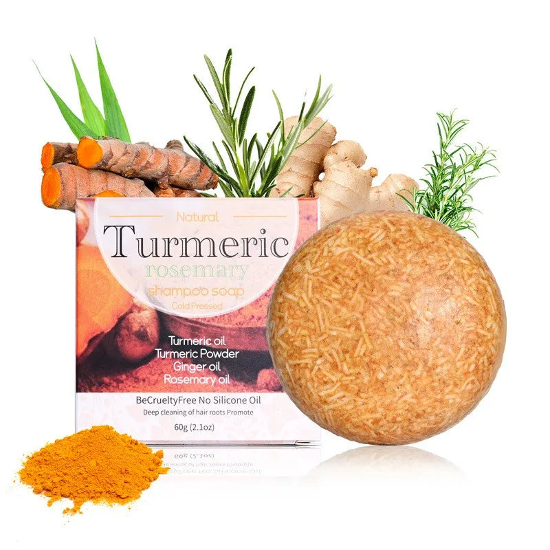 Șampon Solid cu Turmeric 60g – Curățare Profundă, Anti-mătreață, Netezire și Hidratare, Ingrediente Naturale