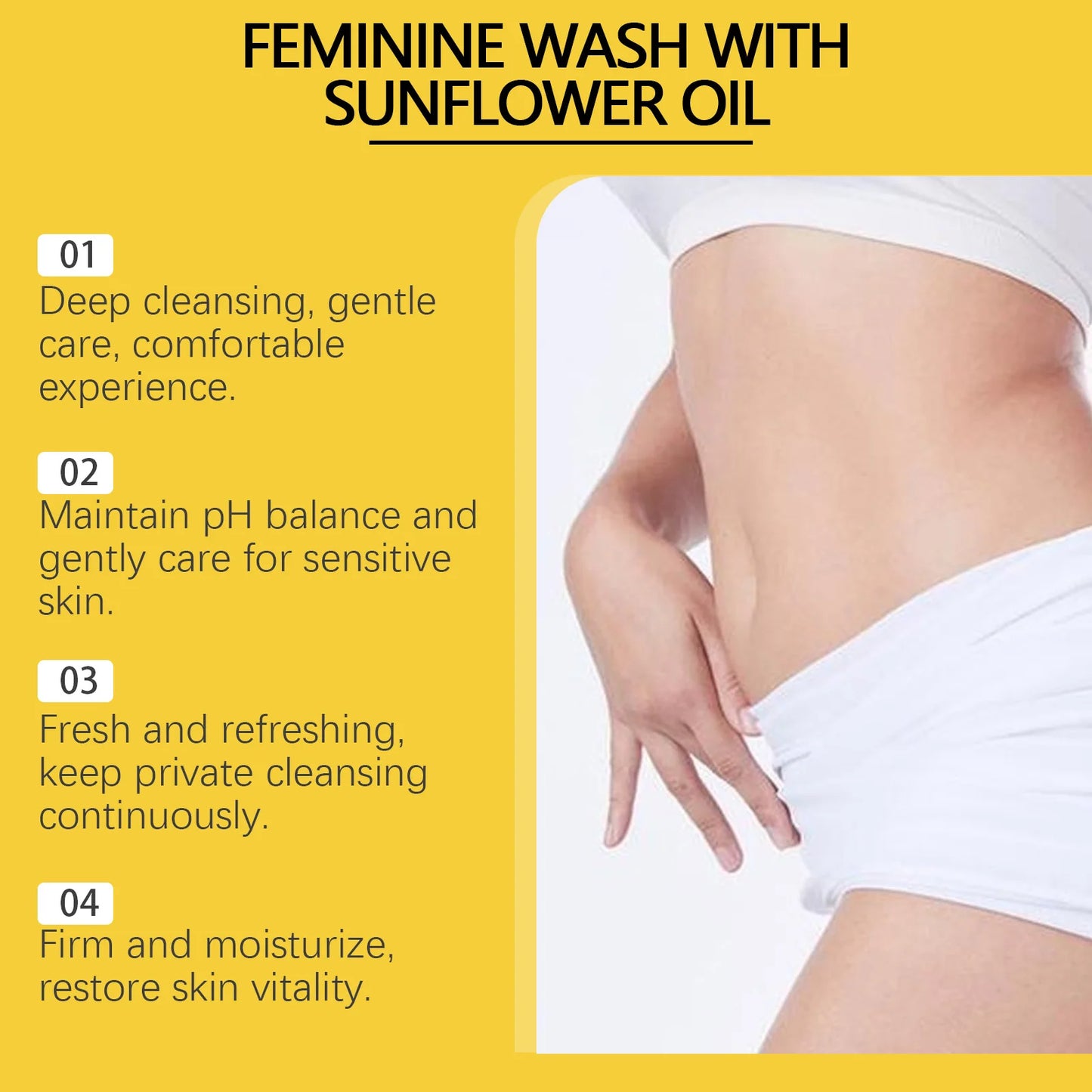 Gel de Duș pentru Zona Intimă cu Ulei Natural de Floarea-Soarelui – Curățare Delicată, Reîmprospătare, Anti-Mâncărime, Parfum de Lungă Durată