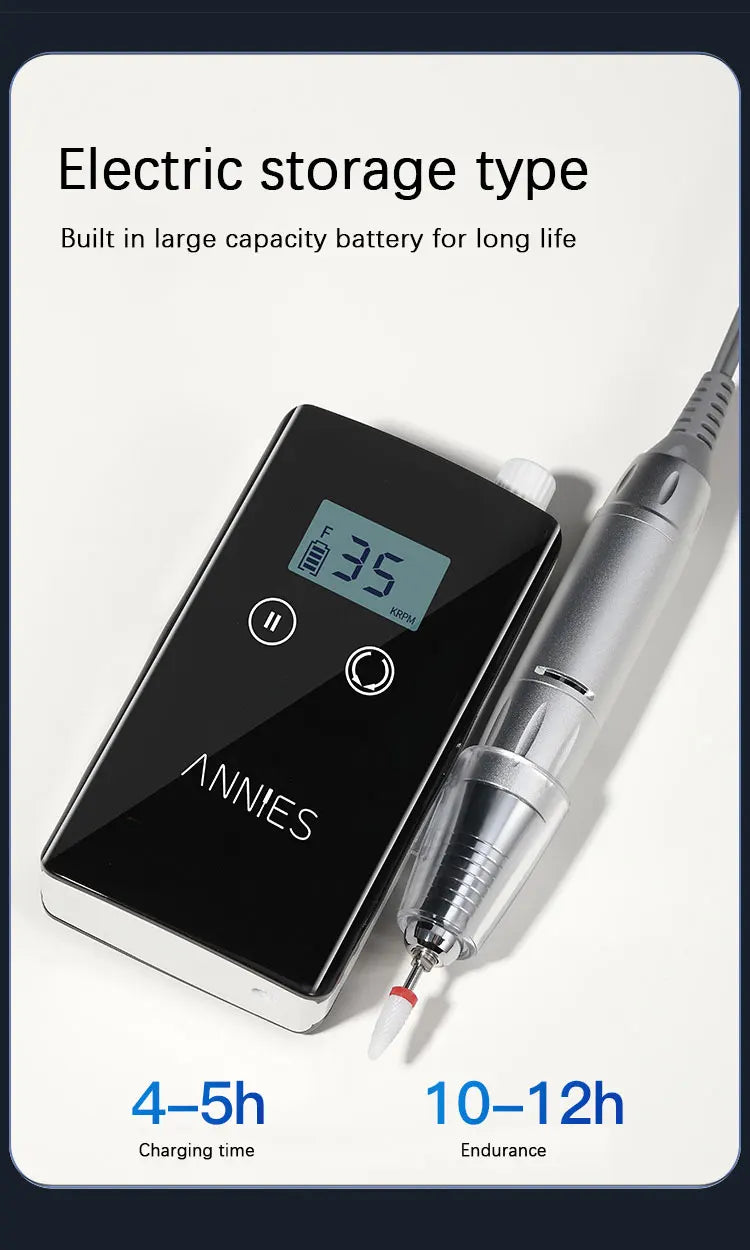 Freza Electrică Profesională 35.000 RPM – Portabilă, Reîncărcabilă, pentru Manichiură și Pedichiură | Set Complet pentru Salons & Home