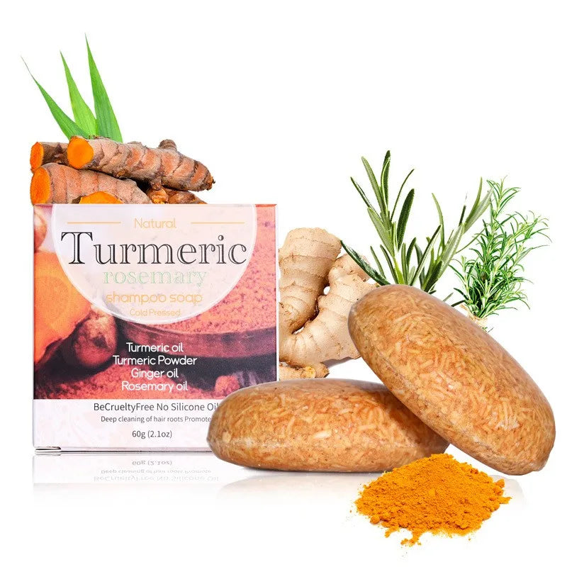 Șampon Solid cu Turmeric 60g – Curățare Profundă, Anti-mătreață, Netezire și Hidratare, Ingrediente Naturale