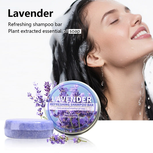 Șampon Solid cu Ulei Esențial de Lavandă – 60g, Organic, Vegan, Curățare Delicată și Revigorantă, Anti-Mătreață, Hidratant pentru Toate Tipurile de Păr